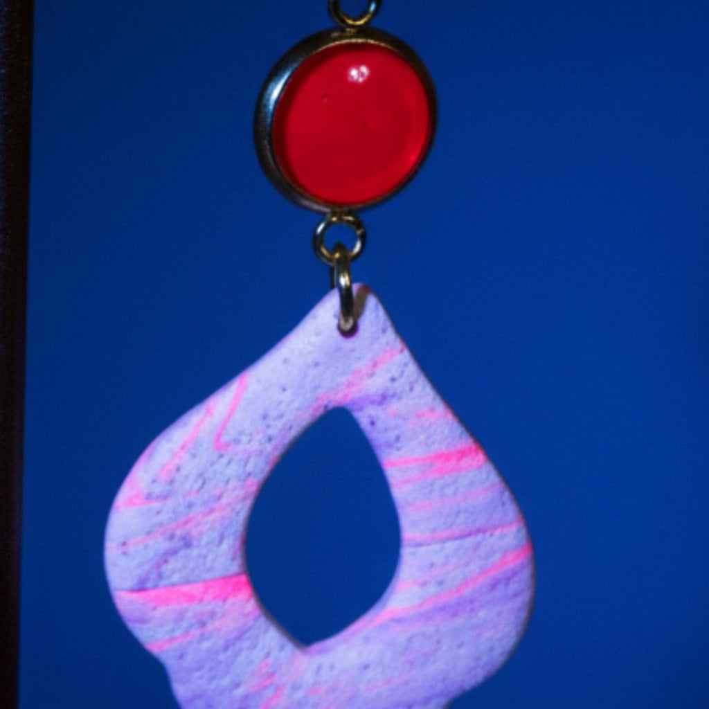 80's nr 3 - Øredobber i polymerleire, vendbare dingleøredobber, pastellrosa statement-øredobber, håndlagde lette smykker, gave til henne
