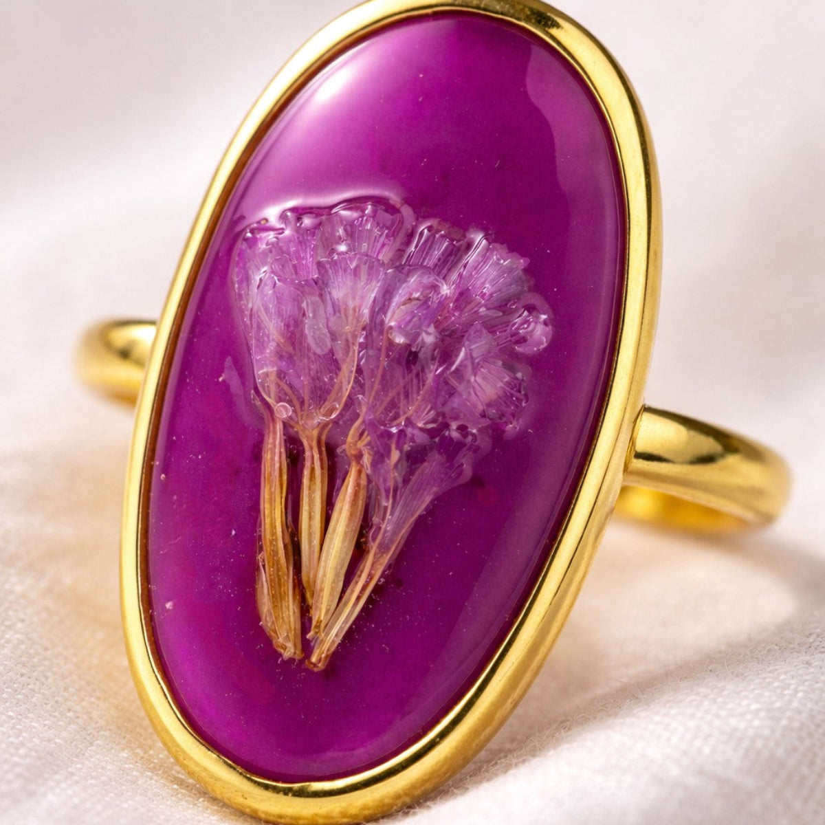 Violeta - Epoksyharpiks Ring med Pressede Blomster