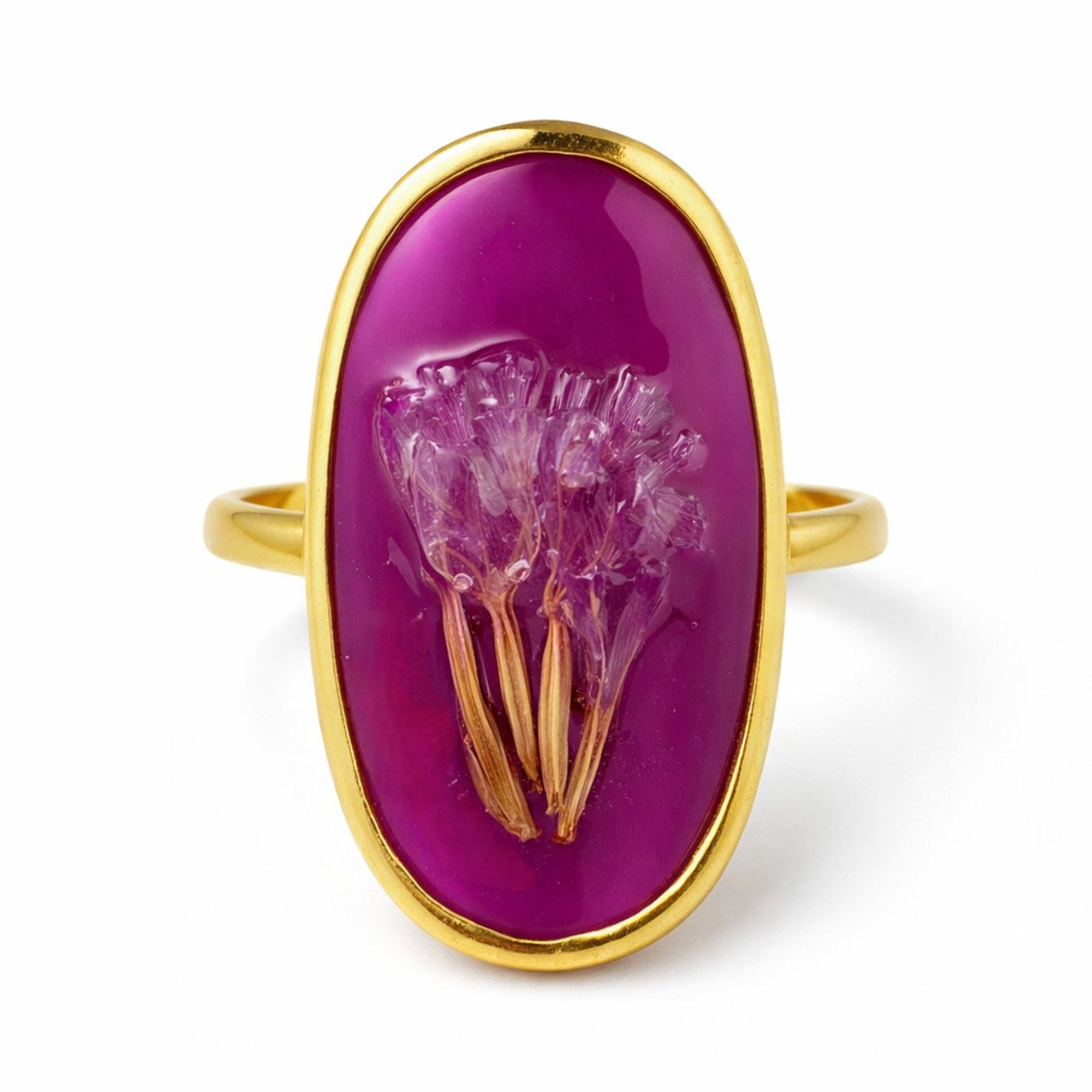 Violeta - Epoksyharpiks Ring med Pressede Blomster