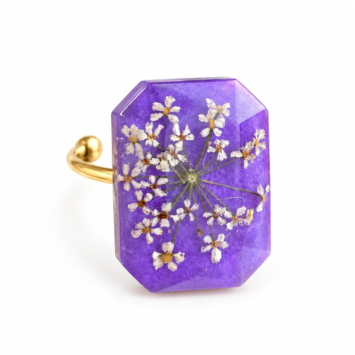 Ammi Majus IX - Lilla Ammi majus-ring – ekte blomst i resin 💜🌿