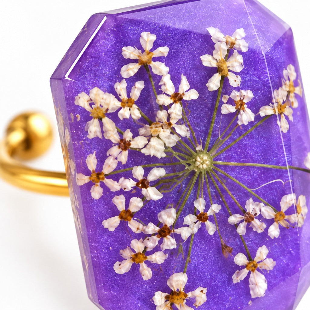 Ammi Majus IX - Lilla Ammi majus-ring – ekte blomst i resin 💜🌿