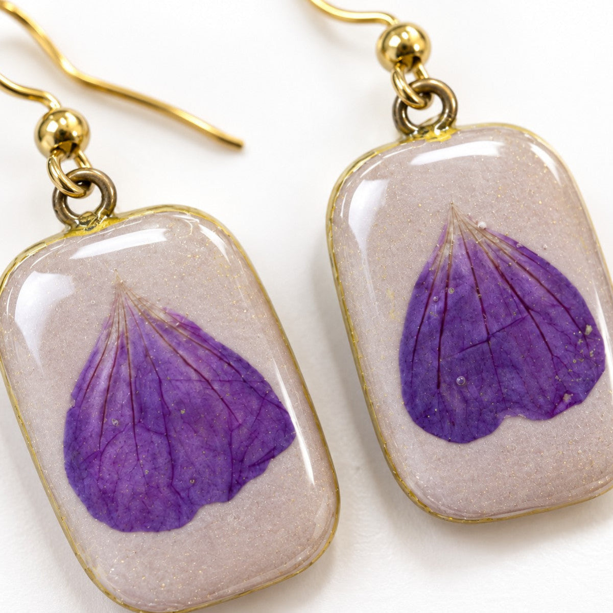 Blodstorkenebb II - øredobber – ekte Geranium sanguineum i resin 💜🌿