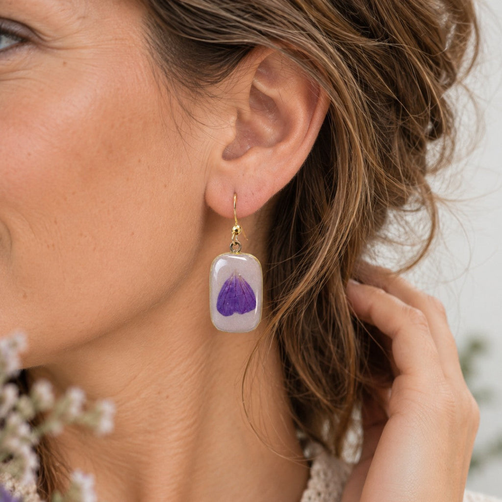 Blodstorkenebb II - øredobber – ekte Geranium sanguineum i resin 💜🌿
