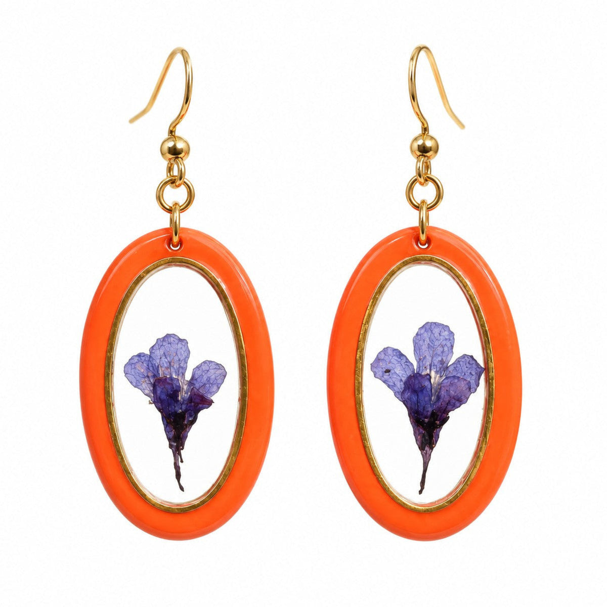Lobelia II – øredobber med ekte blomster 💜🧡
