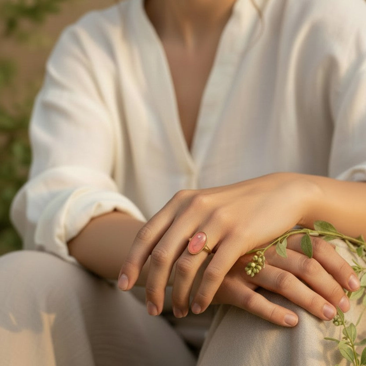 Brilliant Rosa - Epoksyharpiks Ring med Pressede Blomster