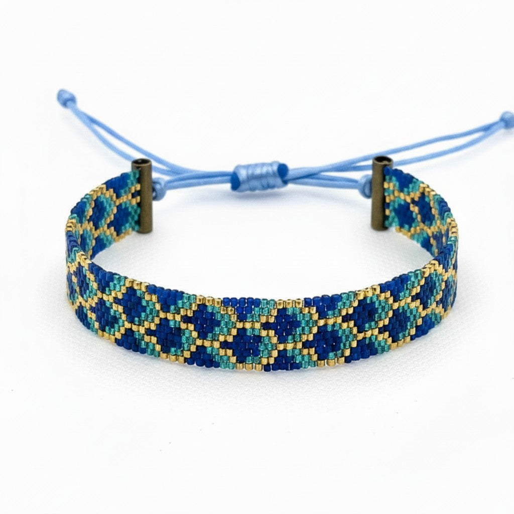 Blad in Blue - Miyuki Perle Armbånd