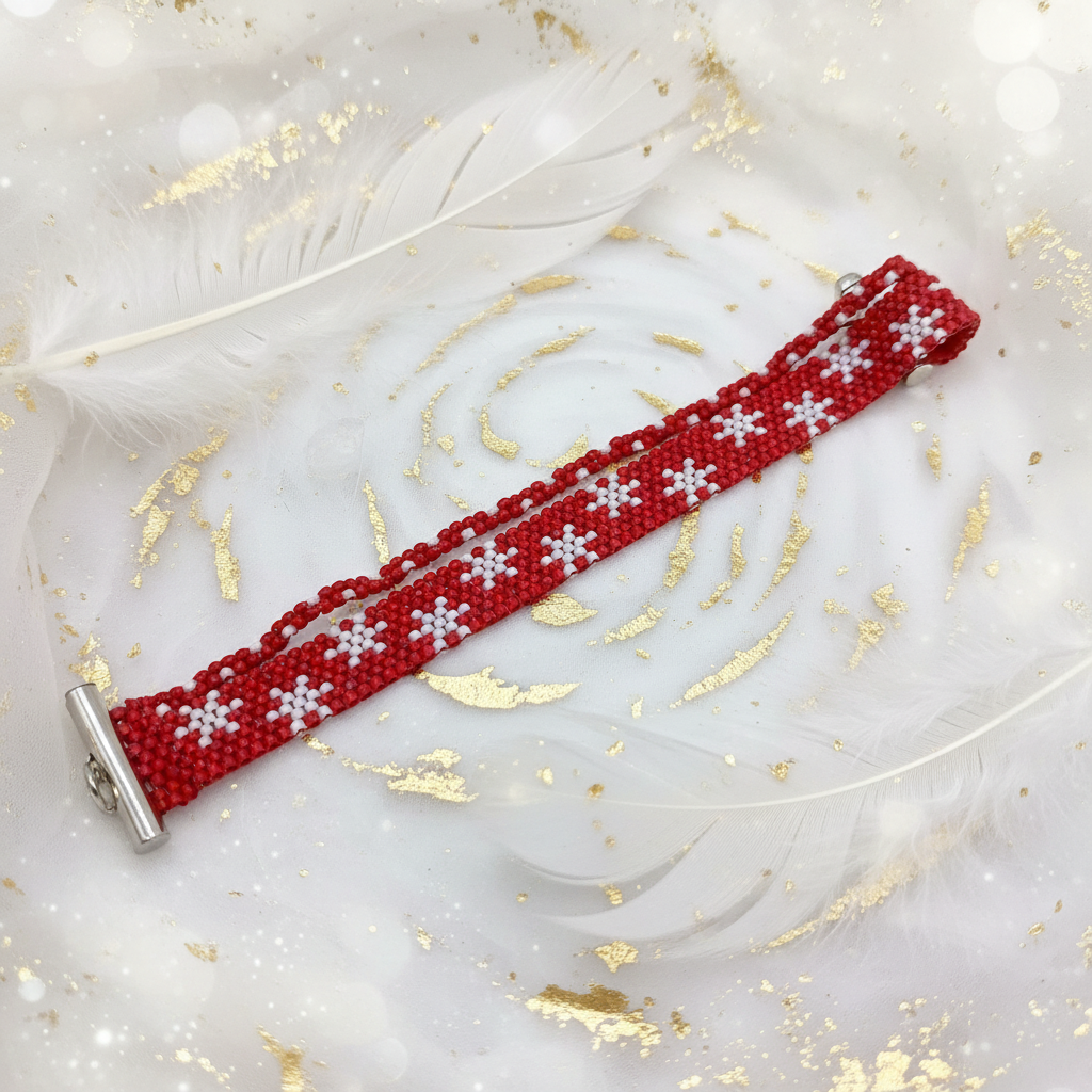 Copito brazalete con fondo etéreo blanco y dorado