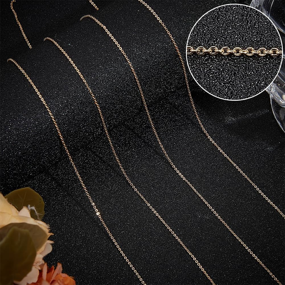 18K Gullbelagt Fin Soldert Kjede 1mm på Mål - Pris per cm