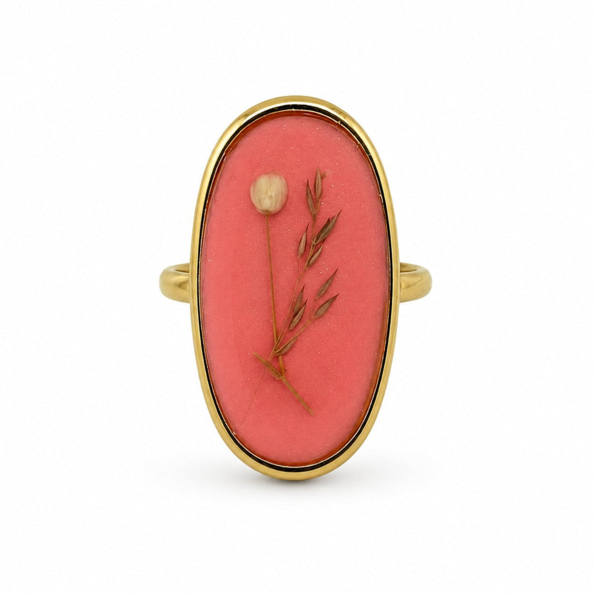 Brilliant Rosa - Epoksyharpiks Ring med Pressede Blomster