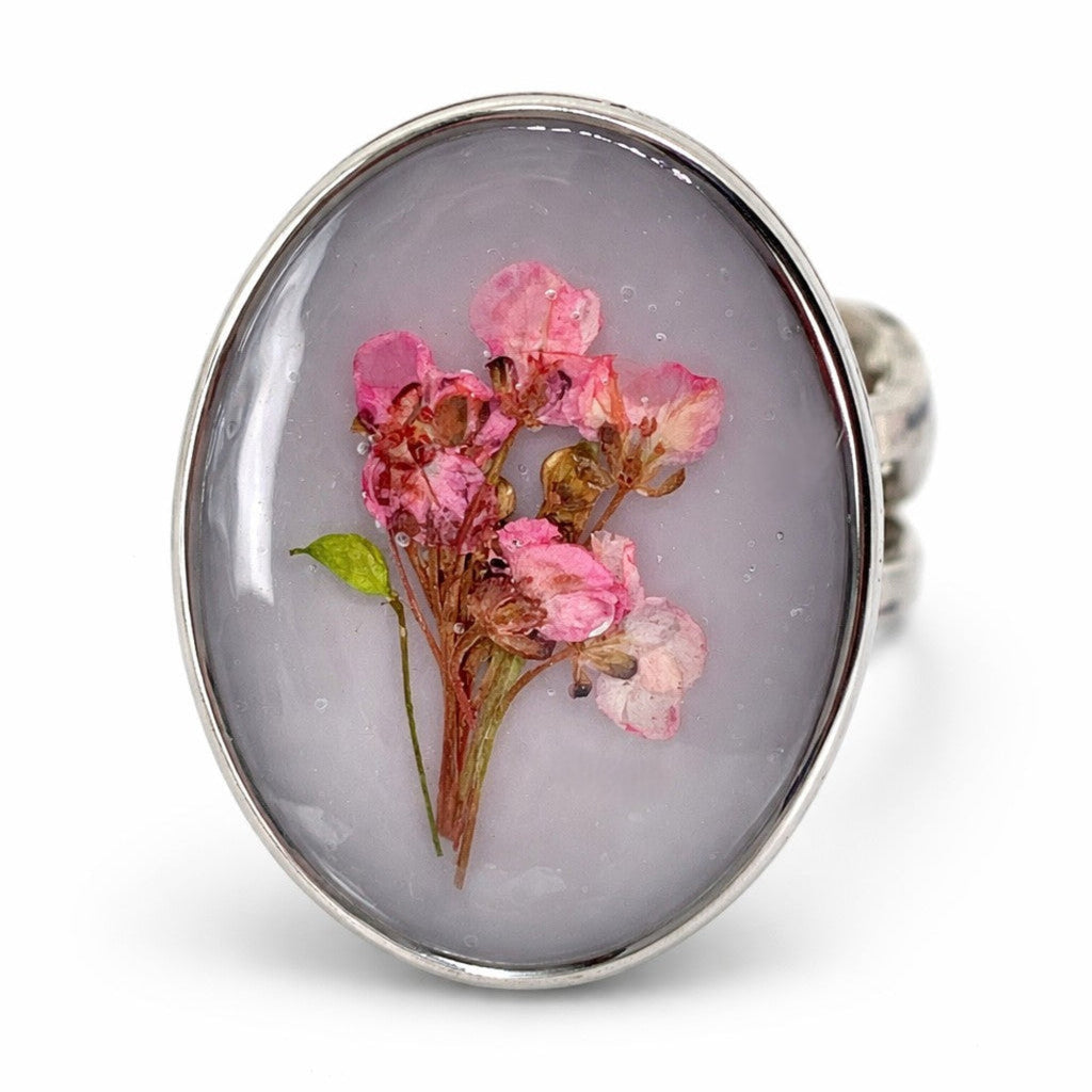 Rosa Rosae - Epoxy Ring med Tørrede Blomster