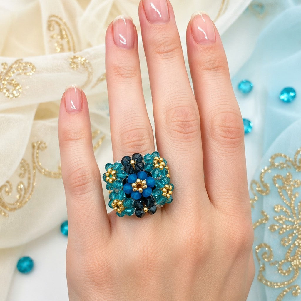 Charlotte 2 - Swarovski og Rocaille Ring
