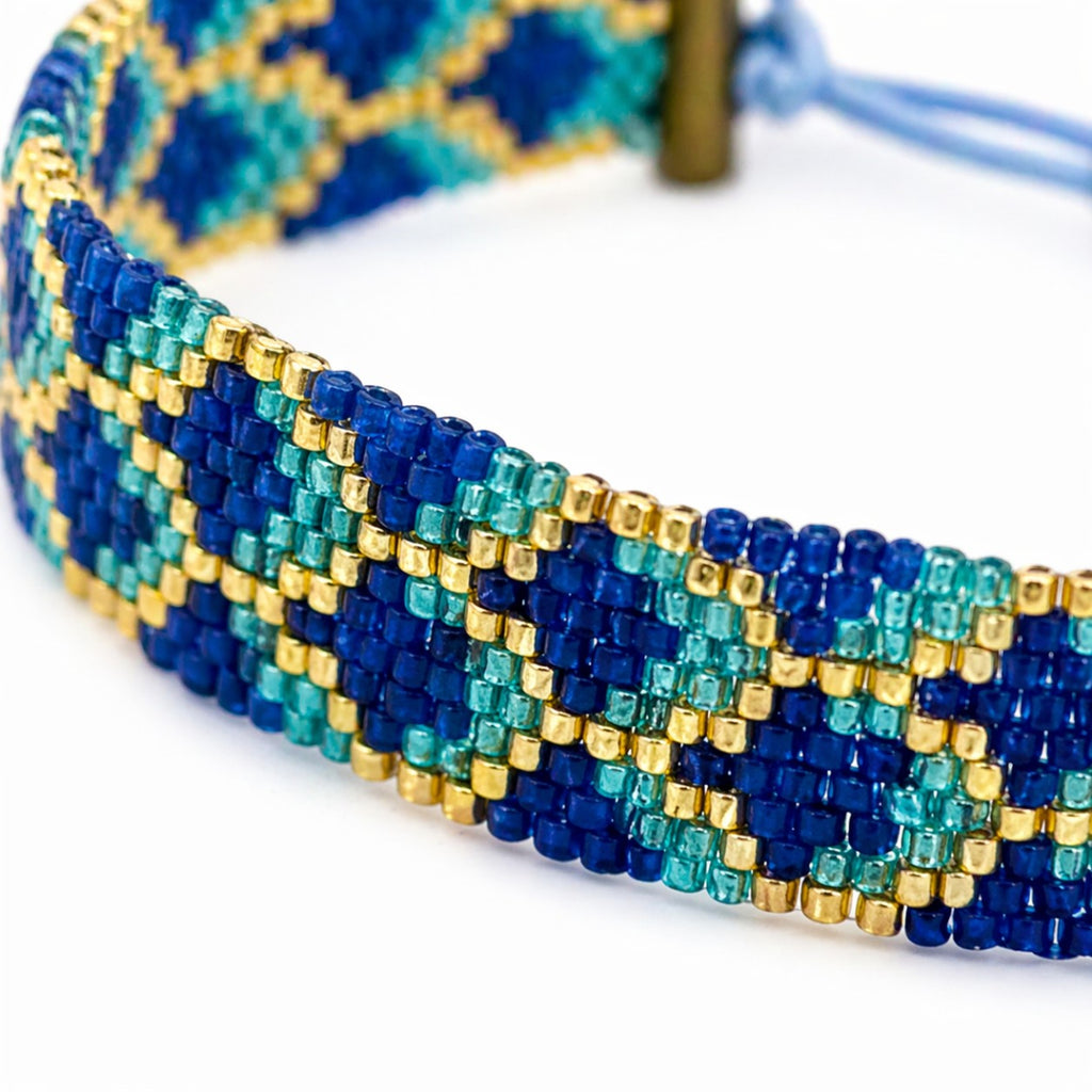 Blad in Blue - Miyuki Perle Armbånd