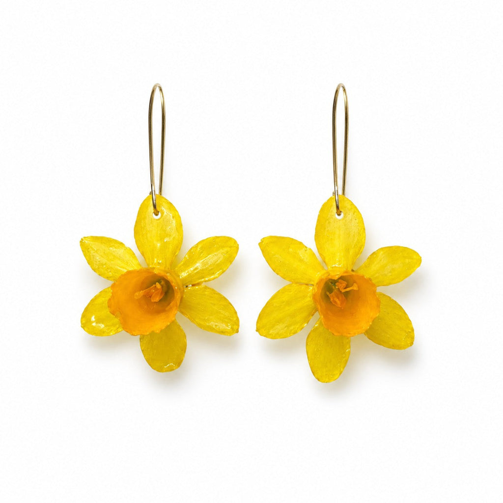 Påskelilje – Håndlagde øredobber med ekte blomster i resin