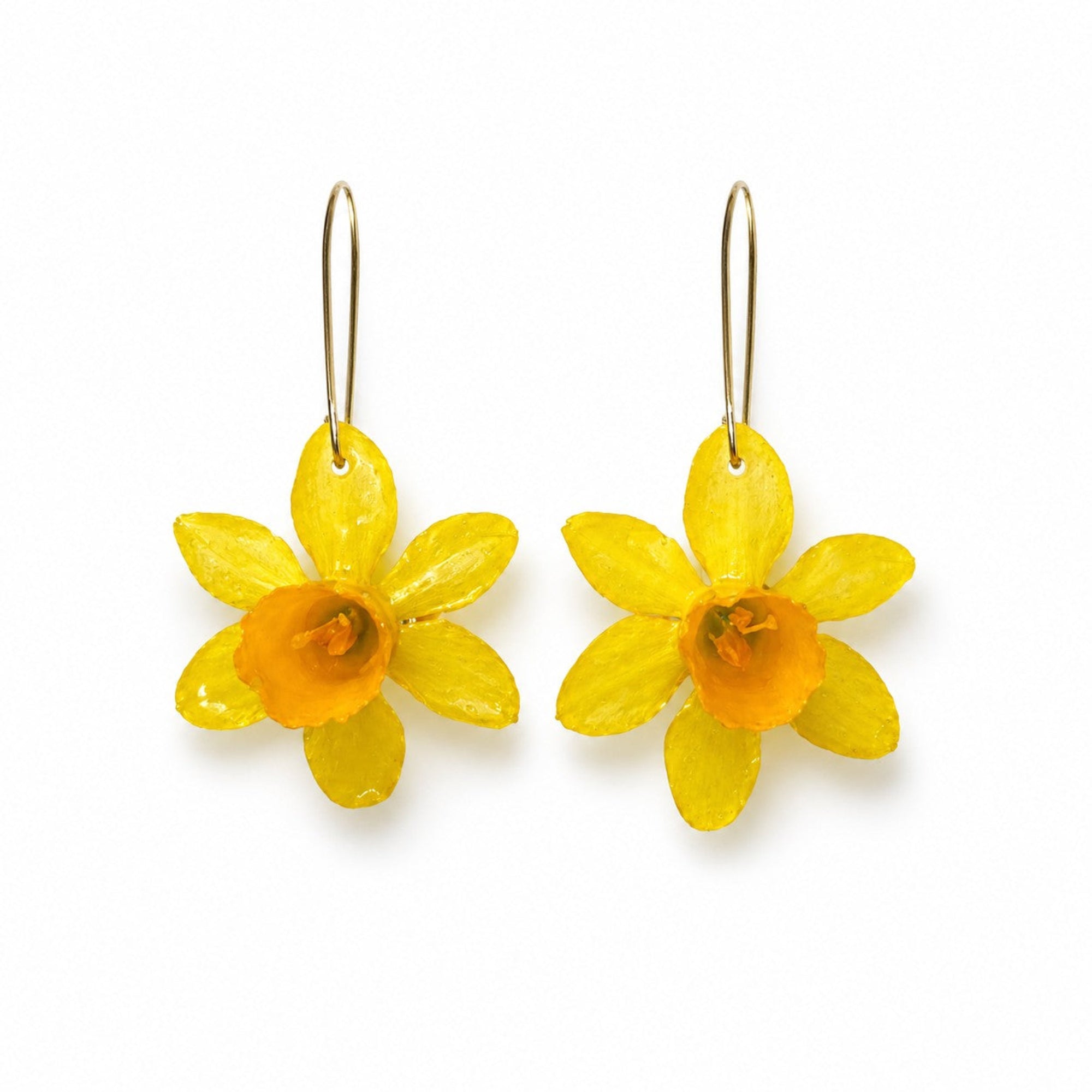 Påskelilje – Håndlagde øredobber med ekte blomster i resin