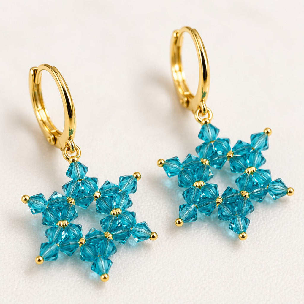 Star in Blue - Håndlagde Øredobber med Swarovski-Krystaller