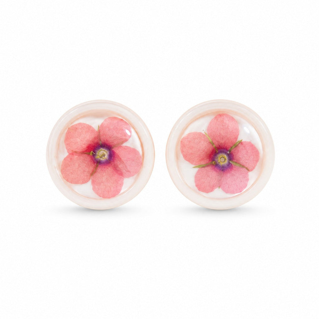MiniPimpi - Øredobber med Pimpinella (Anagallis arvensis) – Håndlagde Botaniske Stud Øredobber med Ekte Blomster i Resin – La Paredita Collection