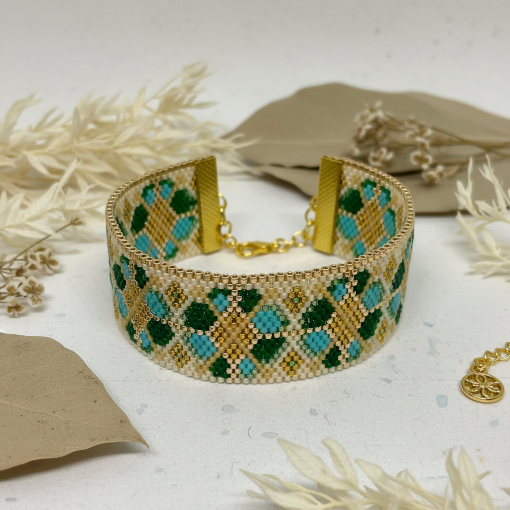 Arabigo - Grønn variant med smaragdgrønn, mintgrønn og gull