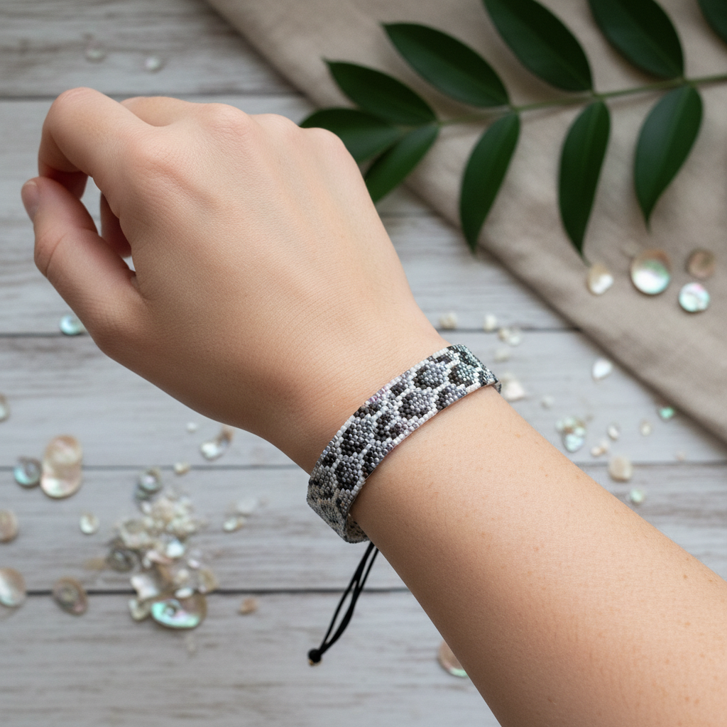 Løvblad i perle - Puesta en brazo