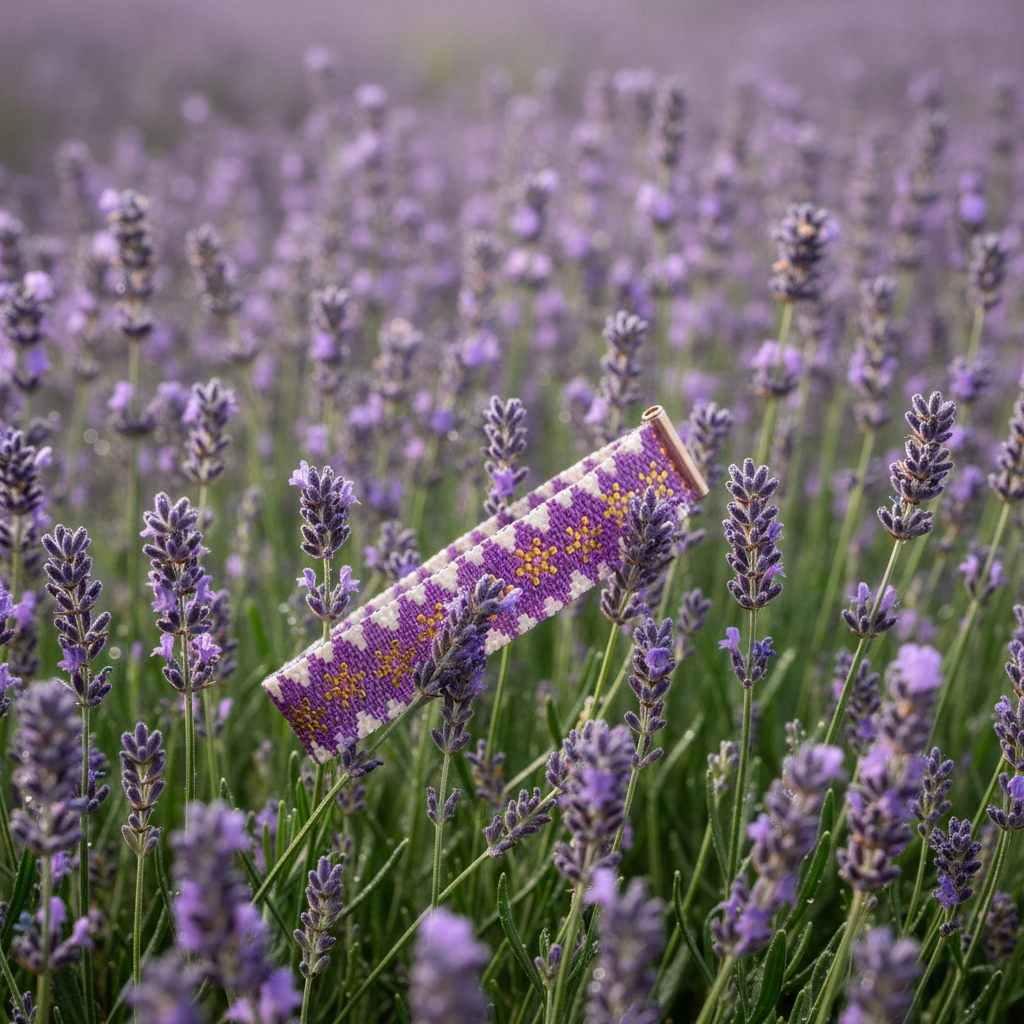 Lavander brazalete en campo de lavanda