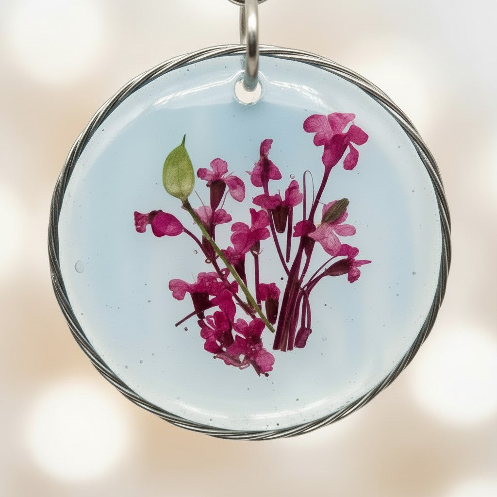 Flower in Cloud - Håndlagde Epoksyharpiks Øredobber med Tørkede Blomster