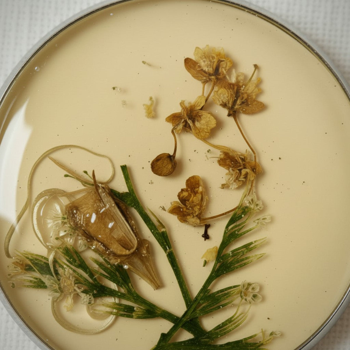 Sand - Epoksyharpiks Smykkesett med Pressede Blomster