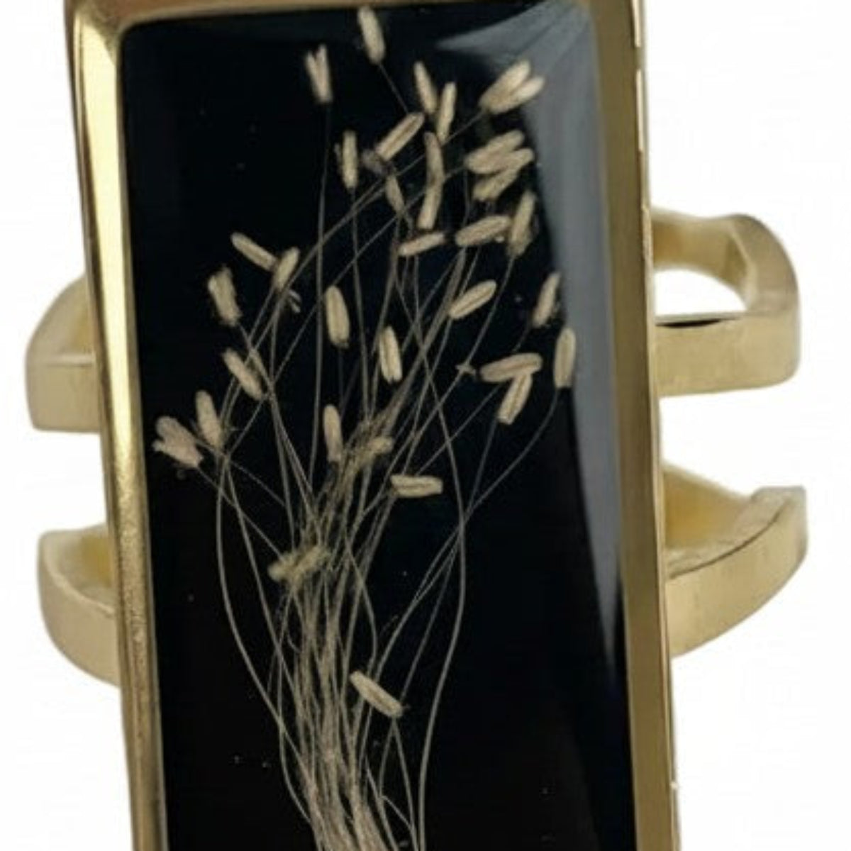 Nox Profunda – Håndlagde ring med ekte blomster i resin
