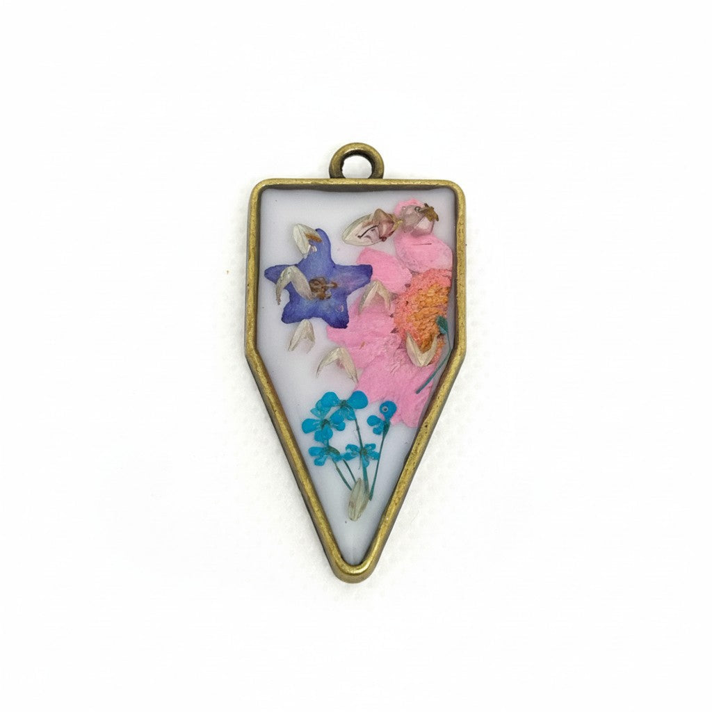 Pandora - Epoxy Resin Anheng Triangulær med Fargerike Blomster