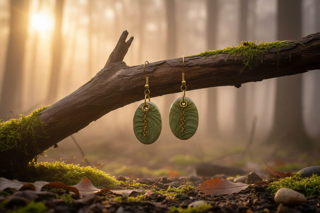 Pendientes Bosque colocados sobre ramita natural