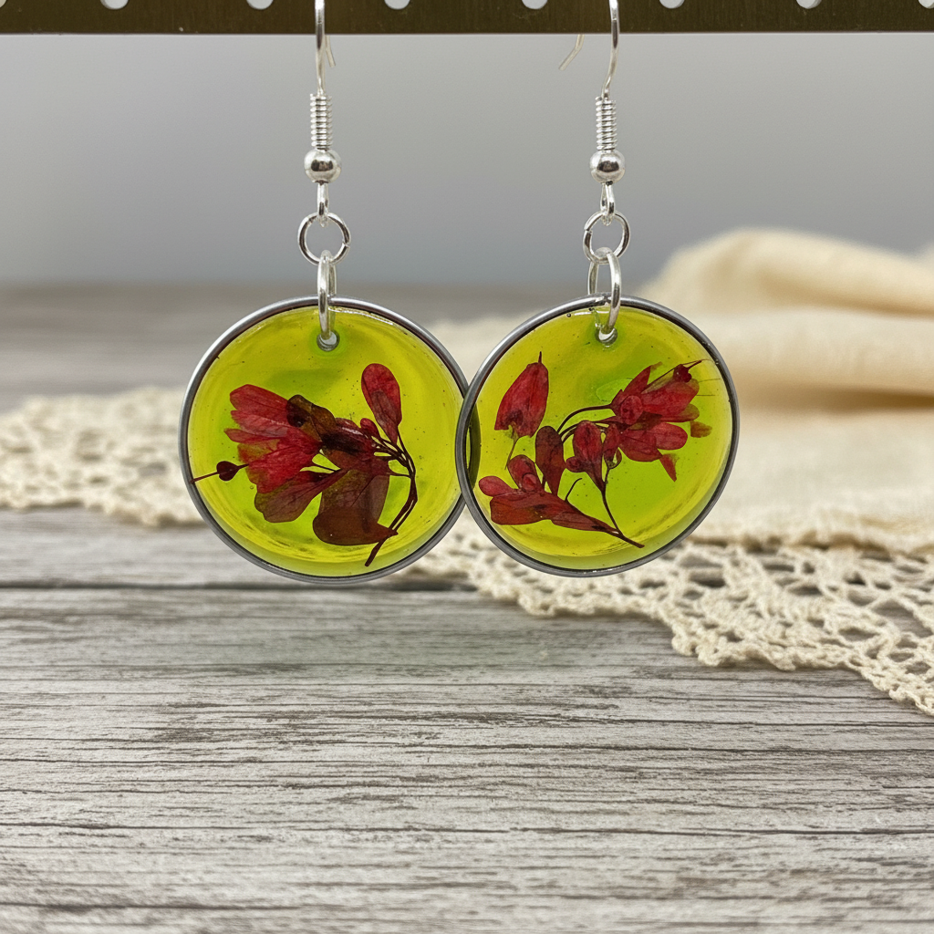 Pendientes Lime&red con fondo vintage rústico