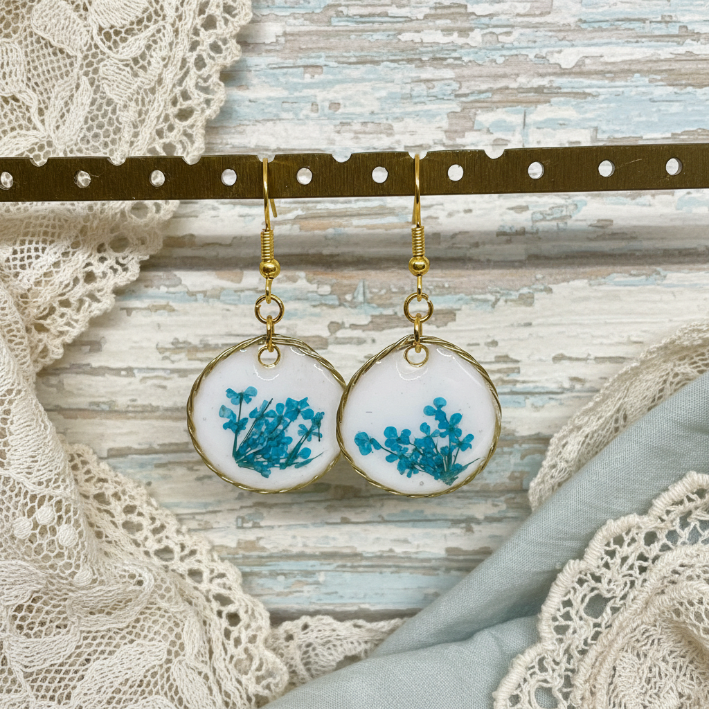 Pendientes Lobelia con fondo rústico vintage