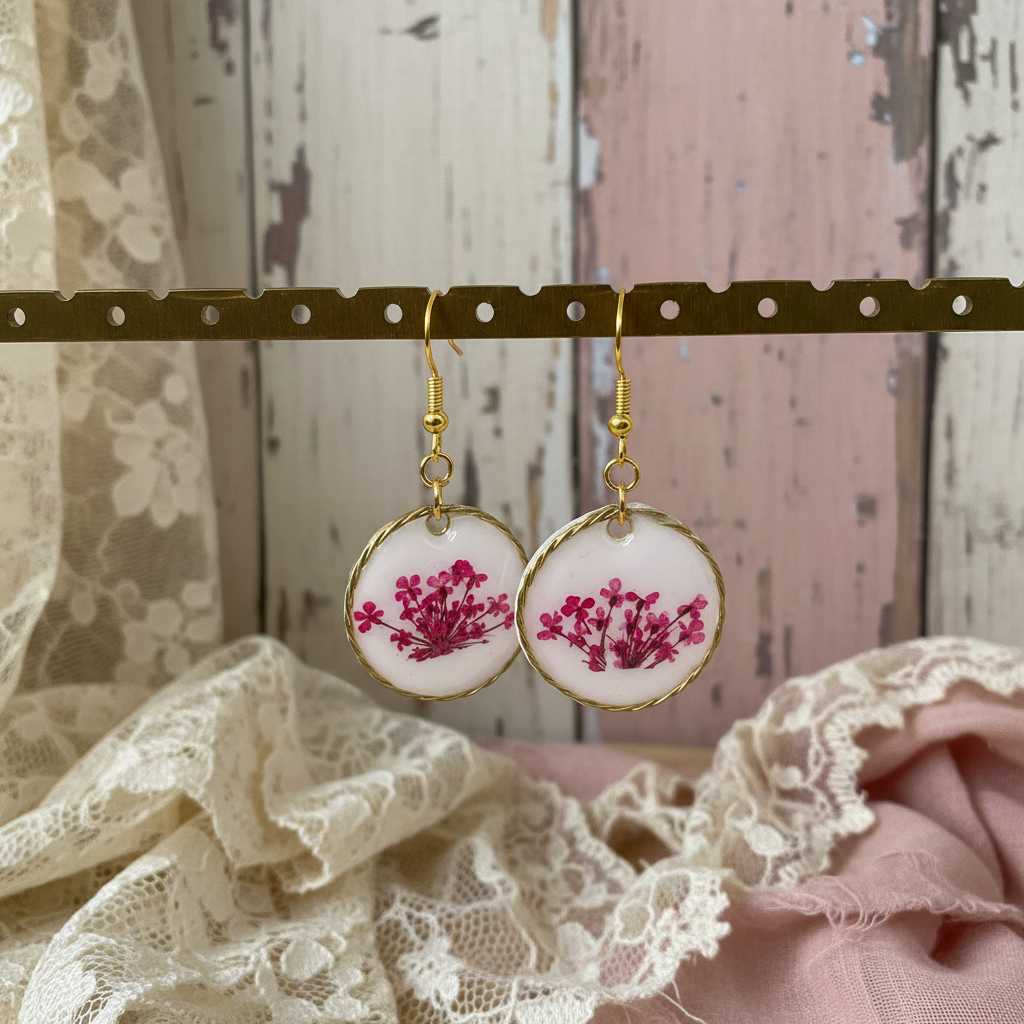 Pendientes Nemesia con fondo rústico vintage