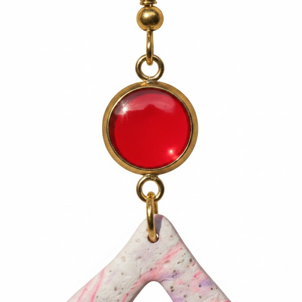 80's nr 3 - Øredobber i polymerleire, vendbare dingleøredobber, pastellrosa statement-øredobber, håndlagde lette smykker, gave til henne