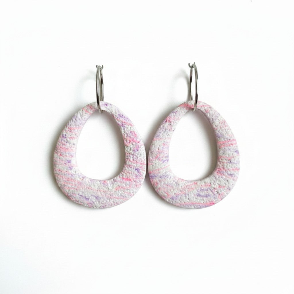 80's nr 4 - 80s Øredobber i polymerleire, vendbare dingleøredobber, pastellrosa statement-øredobber, håndlagde lette smykker, gave til henne