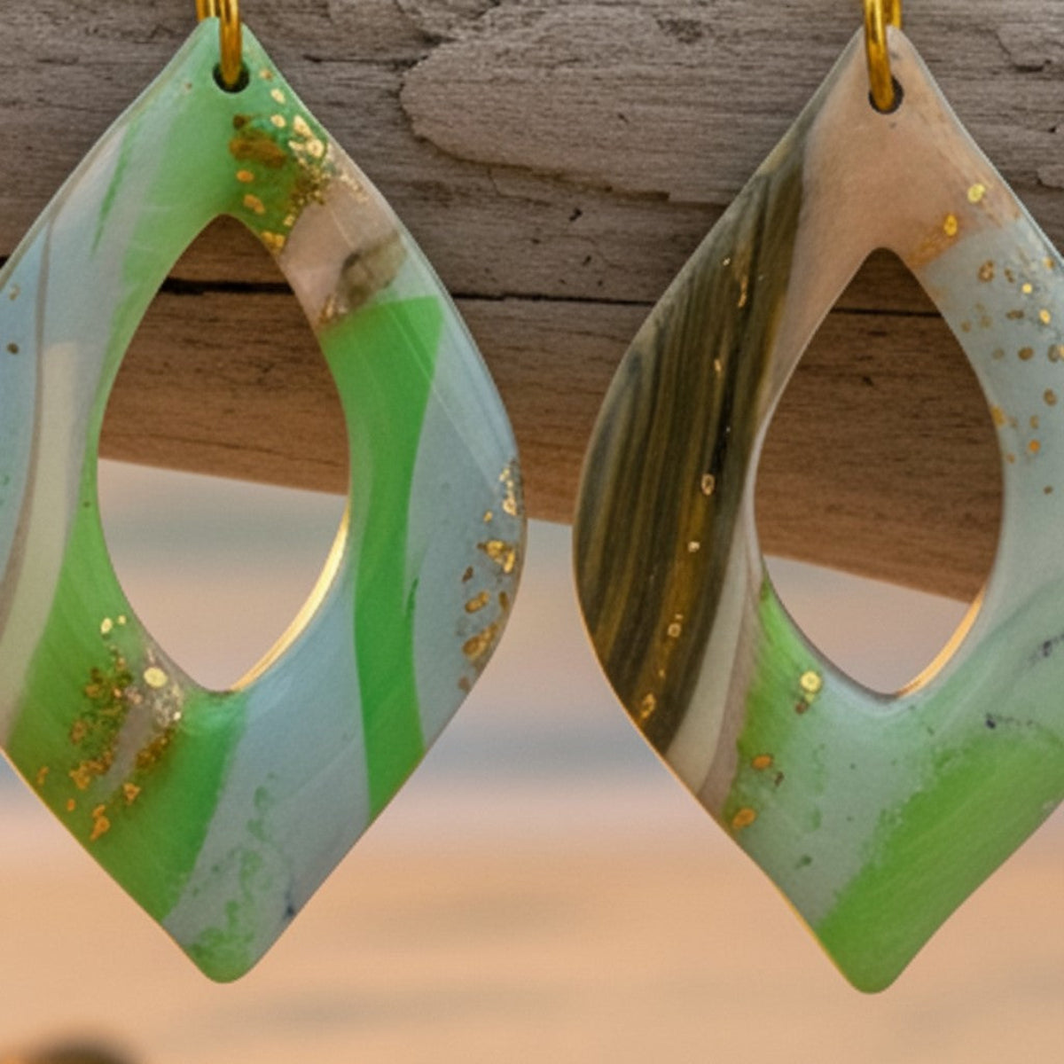 Laguna - Polymer Clay Øredobber med Akvatiske Toner