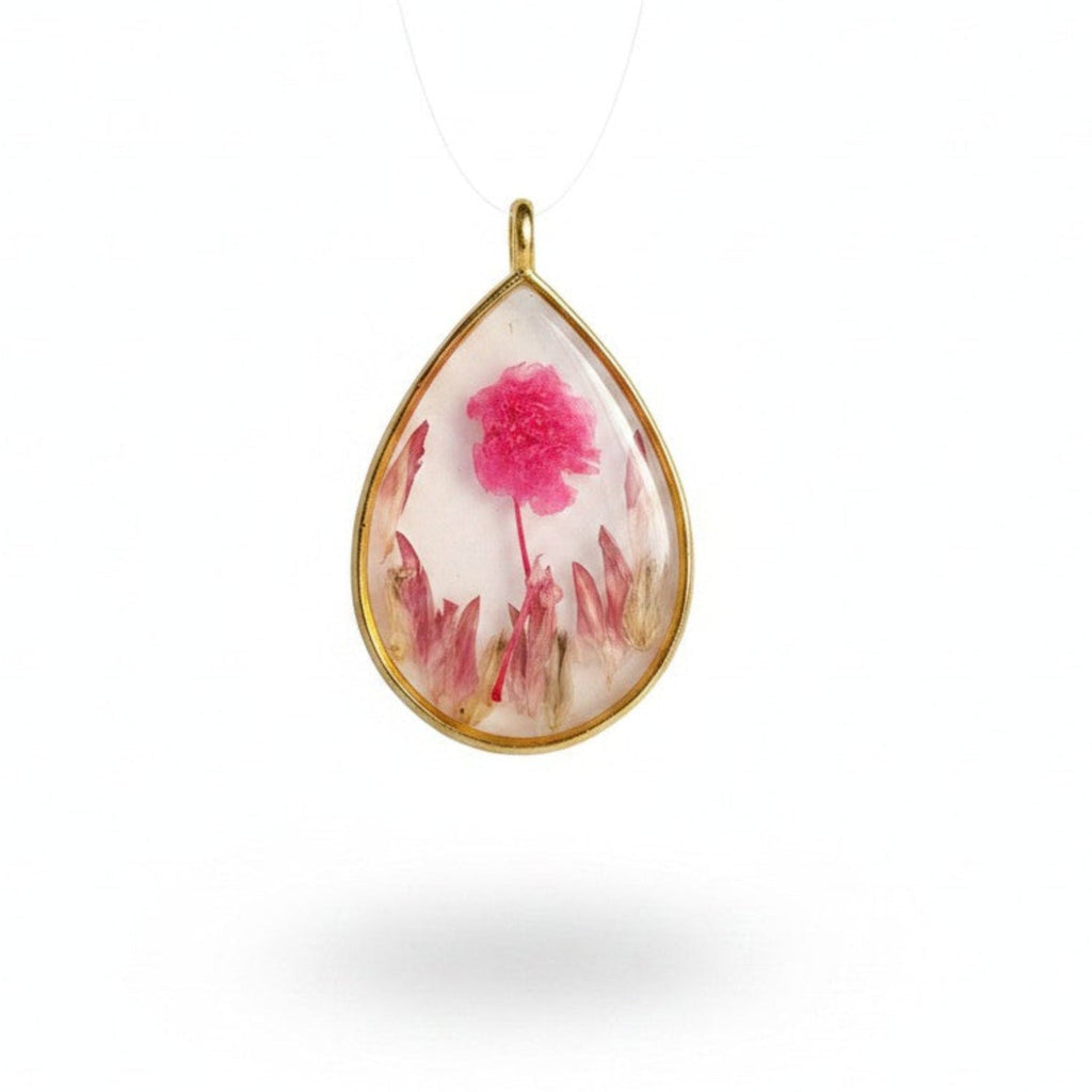 Pinky - Epoxy Resin Anheng med Naturlige Blomster