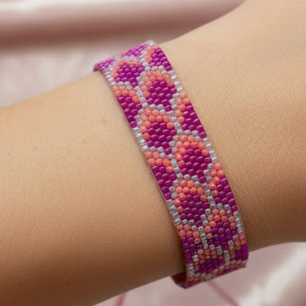 Pink blad - Miyuki Perle Armbånd