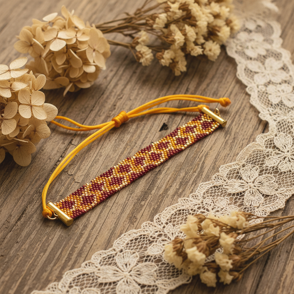 Pulsera Miyuki vintage con elementos naturales