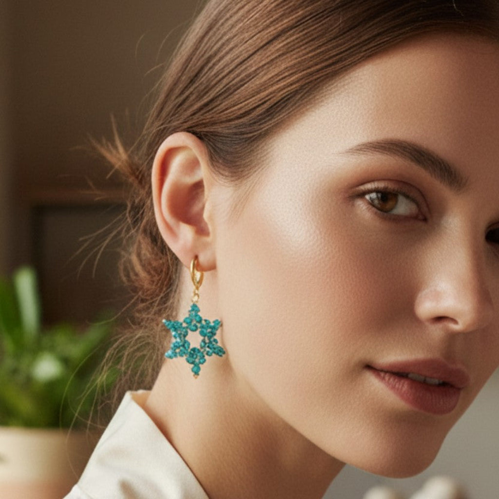 Star in Blue - Håndlagde Øredobber med Swarovski-Krystaller